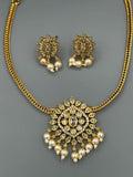 Golden and White-H&A Jewellery Gold-Plated Polki Jewellery Set 