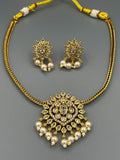 Golden and White-H&A Jewellery Gold-Plated Polki Jewellery Set 