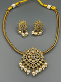 Golden and White-H&A Jewellery Gold-Plated Polki Jewellery Set 