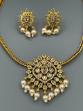 Golden and White-H&A Jewellery Gold-Plated Polki Jewellery Set 