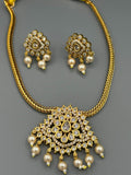 Golden and White-H&A Jewellery Gold-Plated Polki Jewellery Set 