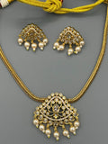 Golden and White-H&A Jewellery Gold-Plated Polki Jewellery Set 