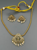Golden and White-H&A Jewellery Gold-Plated Polki Jewellery Set 