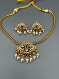 Golden and Pink-H&A Jewellery Gold-Plated Polki Jewellery Set 