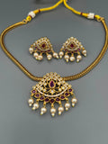 Golden and Pink-H&A Jewellery Gold-Plated Polki Jewellery Set 