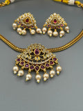 Golden and Pink-H&A Jewellery Gold-Plated Polki Jewellery Set 