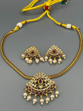 Golden and Pink-H&A Jewellery Gold-Plated Polki Jewellery Set 