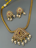Golden and Pink-H&A Jewellery Gold-Plated Polki Jewellery Set 