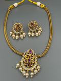 Golden and Pink-H&A Jewellery Gold-Plated Polki Jewellery Set 