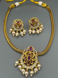 Golden and Pink-H&A Jewellery Gold-Plated Polki Jewellery Set 