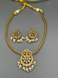 Golden and Silver-H&A Jewellery Gold-Plated Polki Jewellery Set 