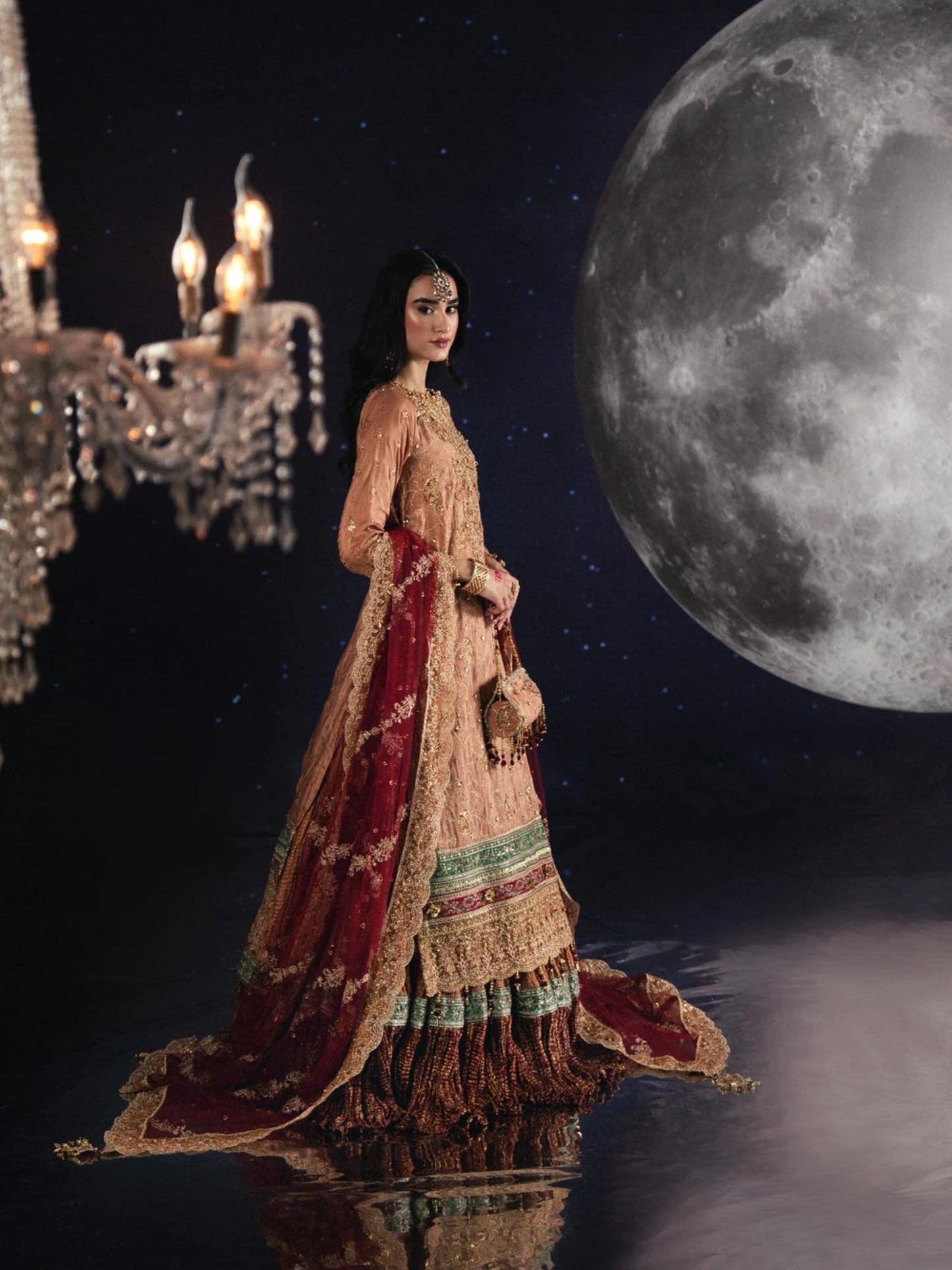 Sara Jahan Silk Embroidered Lehenga Set-AD-003