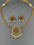 Golden and Silver-H&A Jewellery Gold-Plated Polki Jewellery Set 