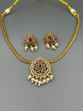 Golden and Silver-H&A Jewellery Gold-Plated Polki Jewellery Set 