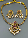 Golden and Silver-H&A Jewellery Gold-Plated Polki Jewellery Set 
