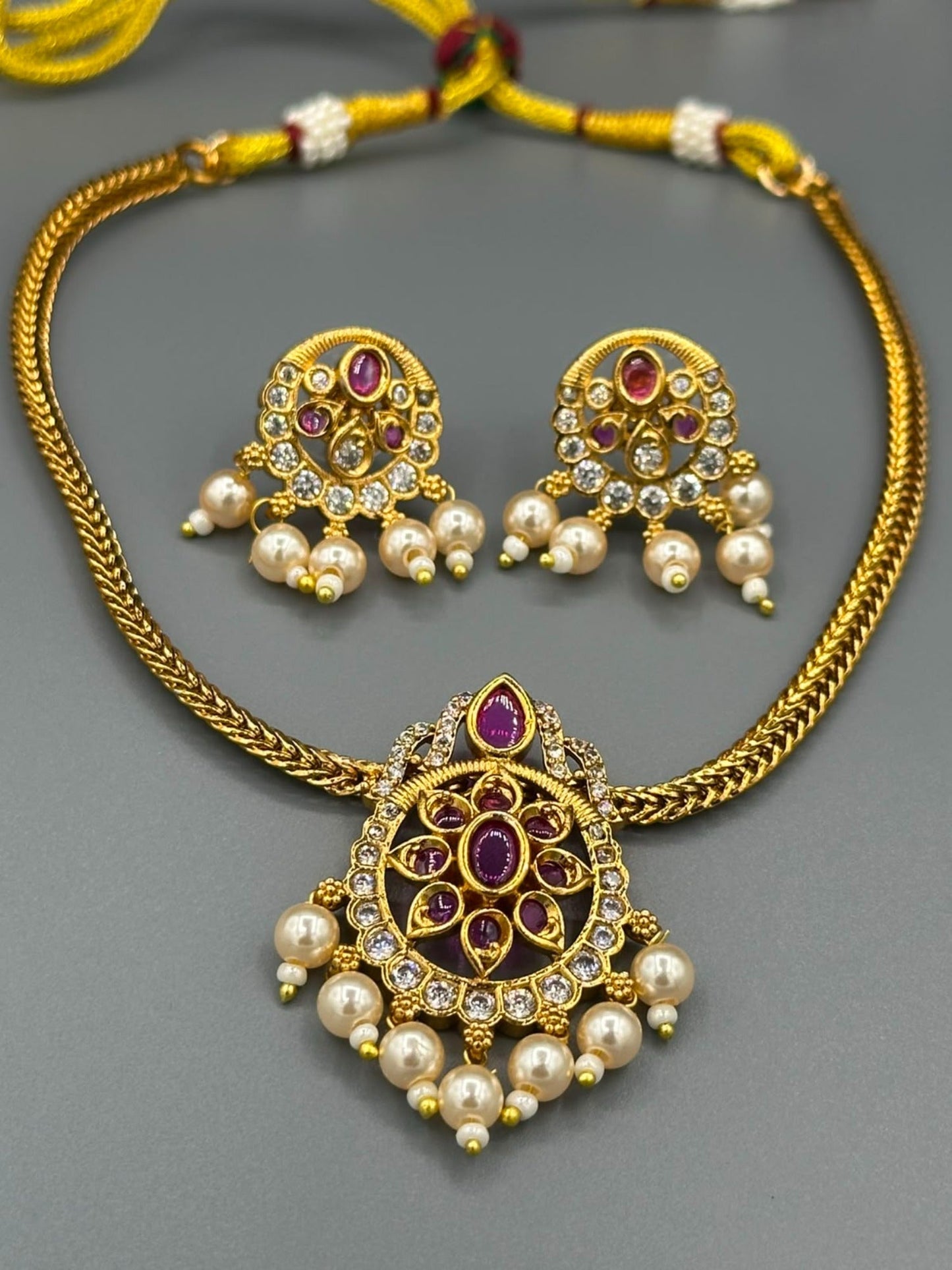 Golden and Silver-H&A Jewellery Gold-Plated Polki Jewellery Set 