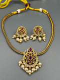 Golden and Silver-H&A Jewellery Gold-Plated Polki Jewellery Set 