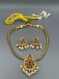 Golden and Silver-H&A Jewellery Gold-Plated Polki Jewellery Set 