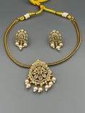 Golden and Silver-H&A Jewellery Gold-Plated Polki Jewellery Set 