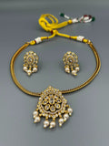 Golden and Silver-H&A Jewellery Gold-Plated Polki Jewellery Set 