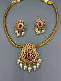 Golden pink and Silver-H&A Jewellery Gold-Plated Polki Jewellery Set 