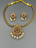 Golden pink and Silver-H&A Jewellery Gold-Plated Polki Jewellery Set 