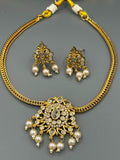 Golden and Silver-H&A Jewellery Gold-Plated Polki Jewellery Set 