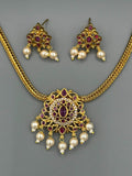 Golden pink and Silver-H&A Jewellery Gold-Plated Polki Jewellery Set 