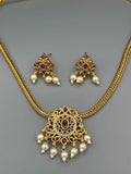 Golden pink and Silver-H&A Jewellery Gold-Plated Polki Jewellery Set 