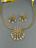 Golden and Silver-H&A Jewellery Gold-Plated Polki Jewellery Set 