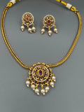 Golden pink and Silver-H&A Jewellery Gold-Plated Polki Jewellery Set 