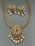 Golden pink and Silver-H&A Jewellery Gold-Plated Polki Jewellery Set 