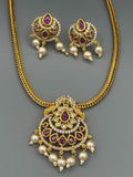 Golden pink and Silver-H&A Jewellery Gold-Plated Polki Jewellery Set 