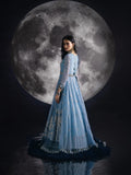 Blue Sara Jahan Chiffon Embroidered Maxi-SJ-1008