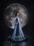 Blue Sara Jahan Chiffon Embroidered Maxi-SJ-1008