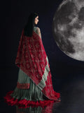 Green Sara Jahan Chiffon Embroidered Maxi-SJ-1007
