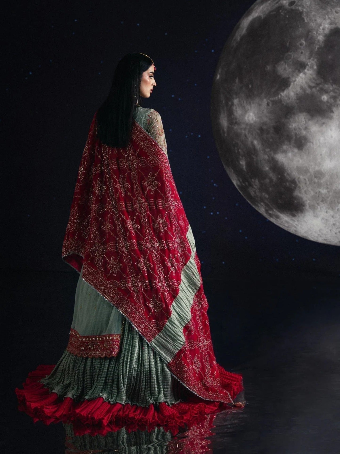 Green Sara Jahan Chiffon Embroidered Maxi-SJ-1007