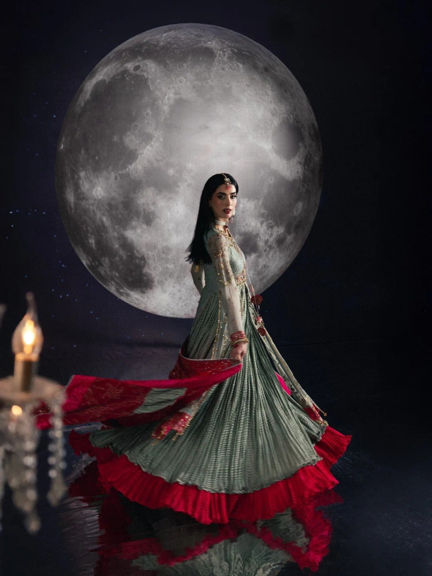 Green Sara Jahan Chiffon Embroidered Maxi-SJ-1007