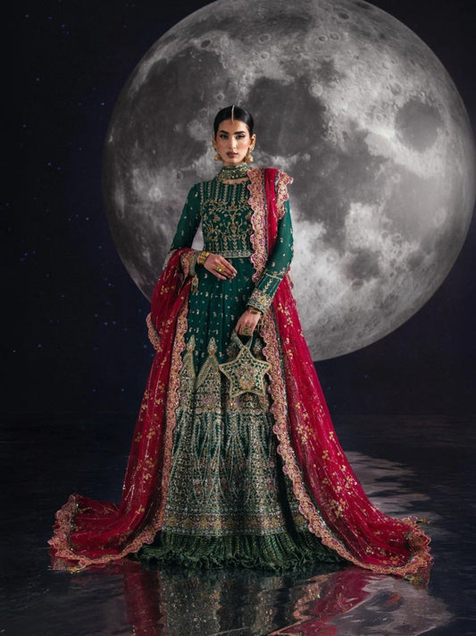 Green Sara Jahan Chiffon Embroidered Maxi-AD-002