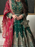 Green Sara Jahan Chiffon Embroidered Maxi-AD-002