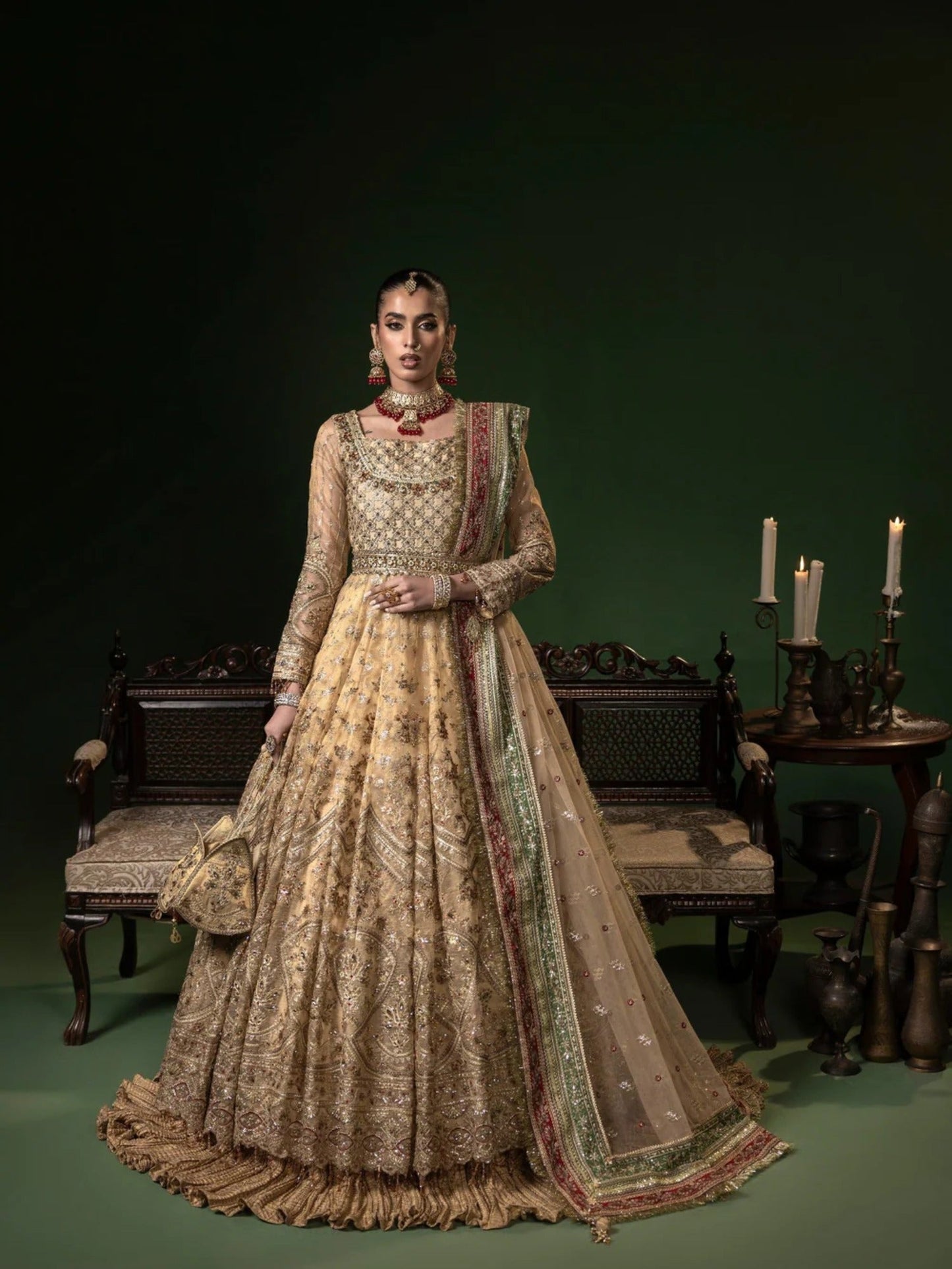 Golden Sara Jahan Net Embellished Maxi-Zayra