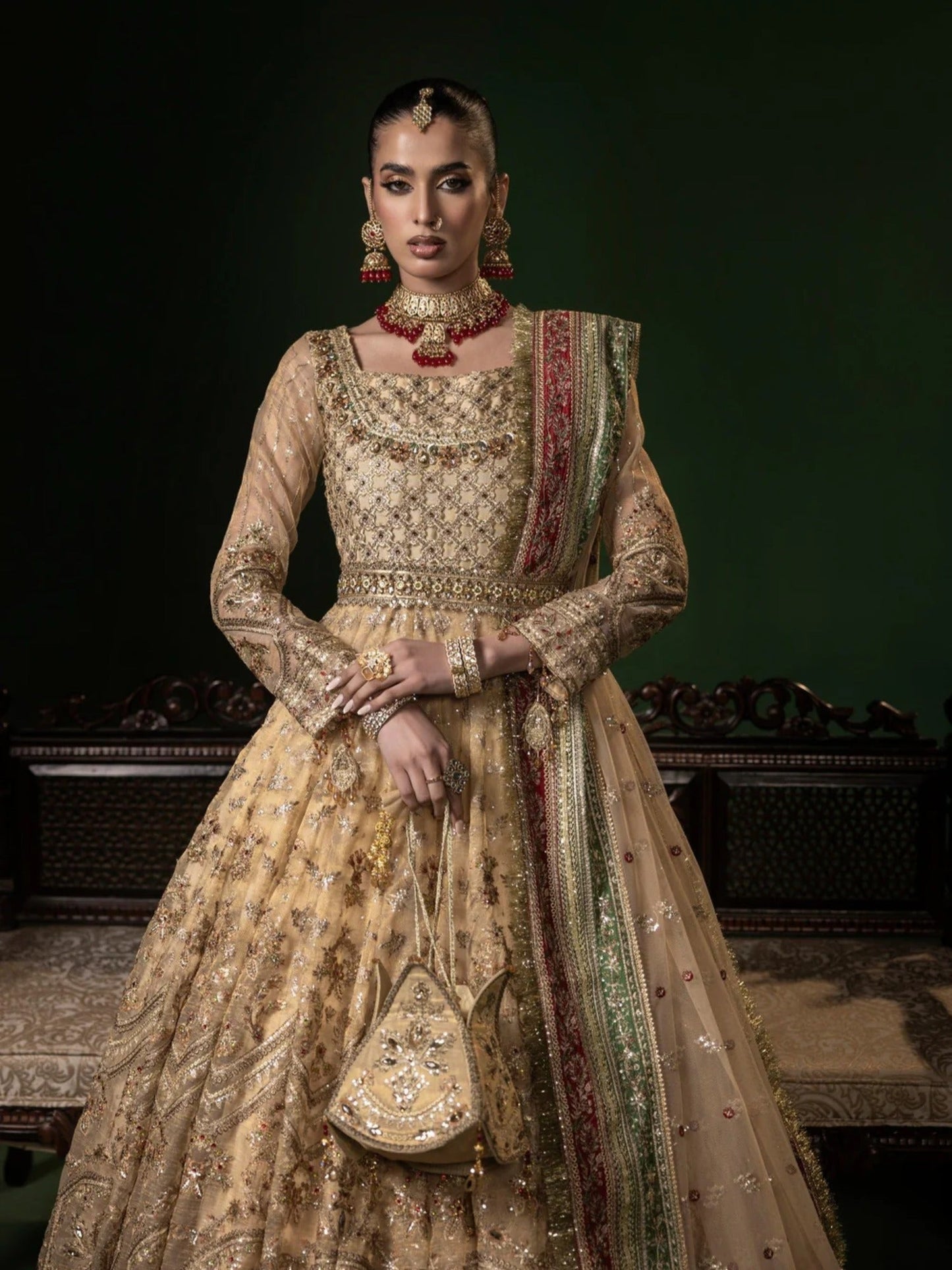 Golden Sara Jahan Net Embellished Maxi-Zayra