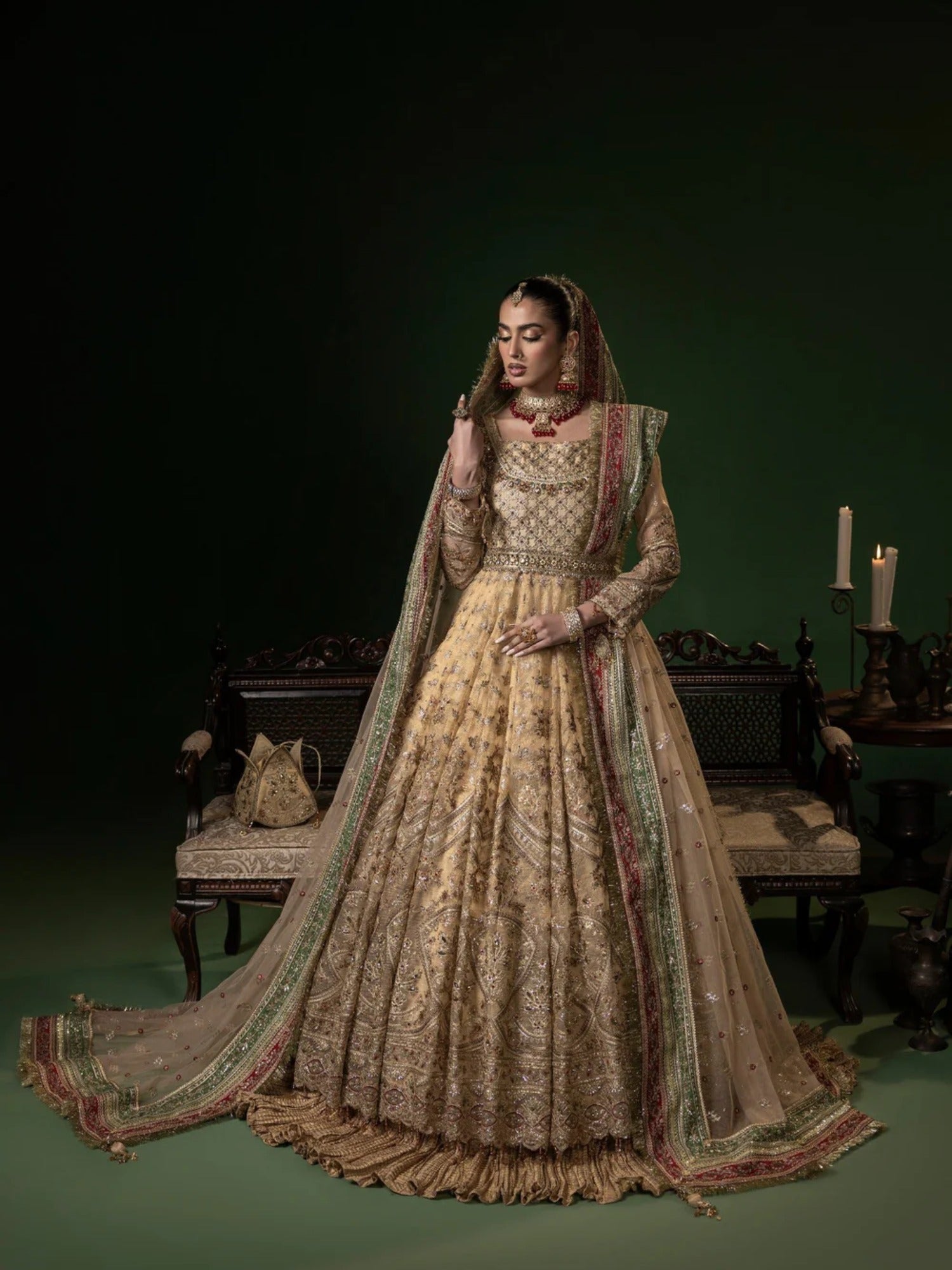Golden Sara Jahan Net Embellished Maxi-Zayra