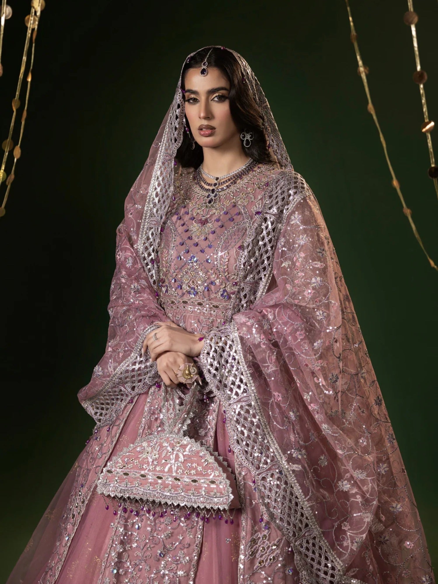 Pink Sara Jahan Net Embellished Lehenga Set-Nayab