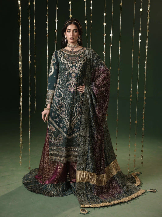 Green Sara Jahan Silk Embroidered Sharara-Sitara