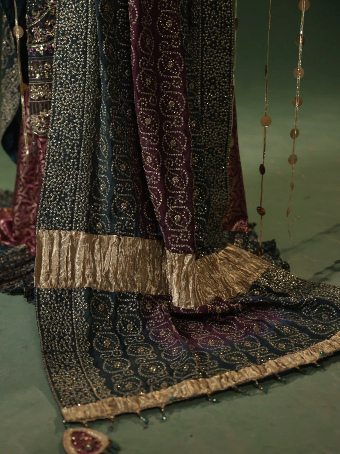 Green Sara Jahan Silk Embroidered Sharara-Sitara
