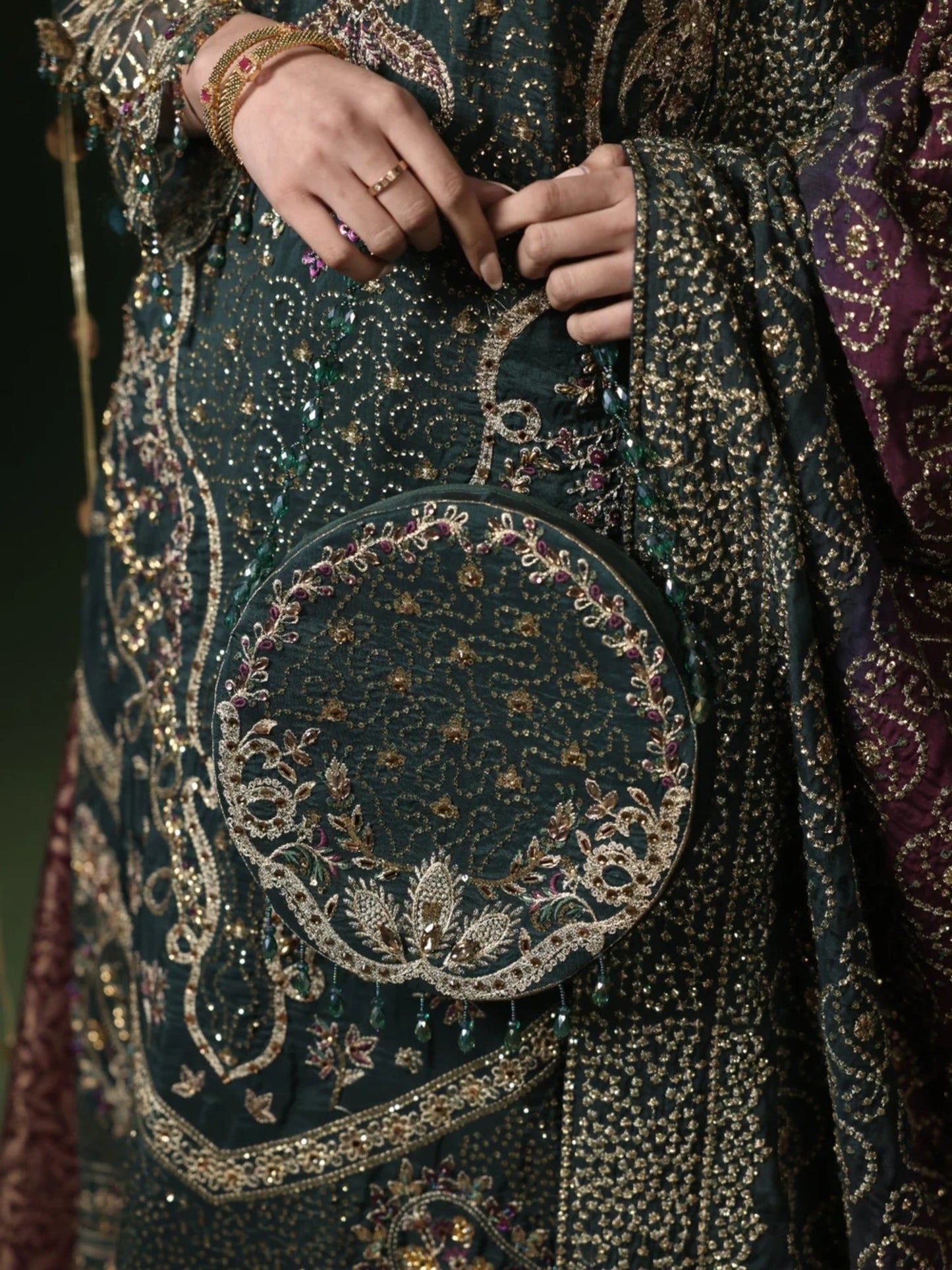 Green Sara Jahan Silk Embroidered Sharara-Sitara