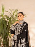 Black Sara Jahan Georgette Chiffon Embroidered Stitched 3-Piece Suit-Komal
