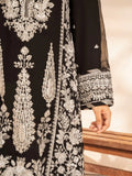 Black Sara Jahan Georgette Chiffon Embroidered Stitched 3-Piece Suit-Komal