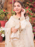 Cream Sara Jahan Organza Embellished Gharara-White Crown